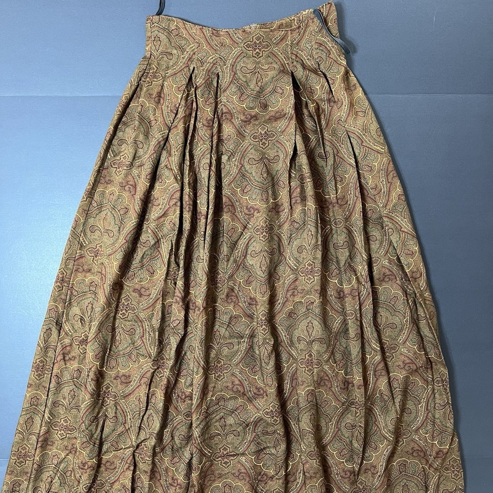 Vintage Nancy Crystal Boho Artsy Paisley Pleated Midi Skirt Size 6 Hippie